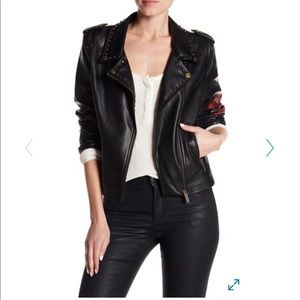 SANCTUARY Faux Leather Motto Jacket